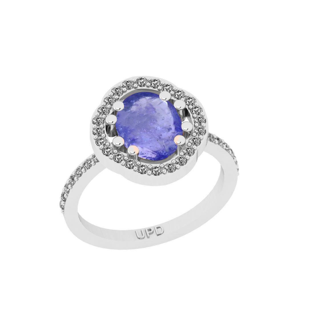 3.63 Ctw I2/I3 Tanzanite And Diamond 14K White Gold Engagement Ring