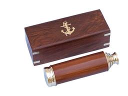 Deluxe Class Solid Brass - Wood Captains Spyglass Telescope 15in. w/ Rosewood Box