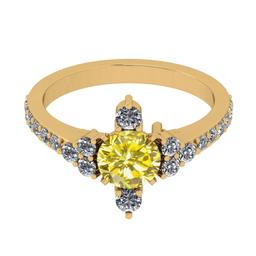 1.80 Ctw I2/I3 Treated Fancy Yellow And White Diamond 14K Yellow Gold Ring