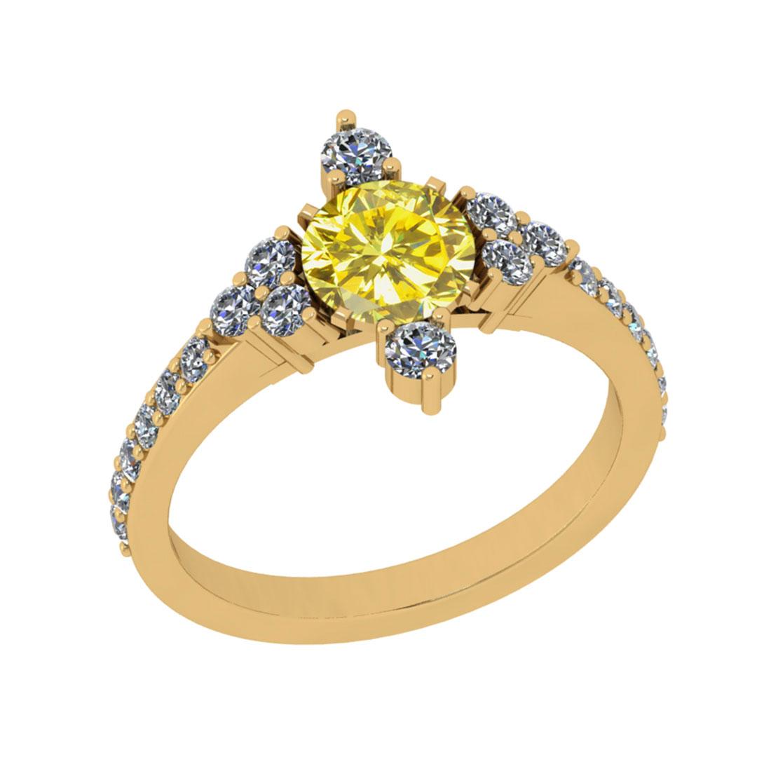 1.80 Ctw I2/I3 Treated Fancy Yellow And White Diamond 14K Yellow Gold Ring