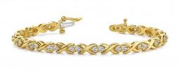 14K YELLOW GOLD 1.75 CTW G-H SI2/SI3 X LINK LOVEBIRD DIAMOND BRACELET