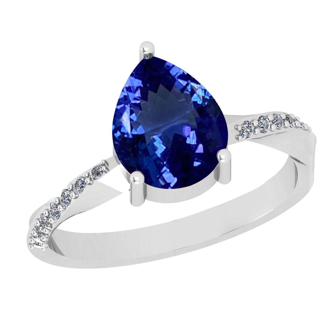 2.62 Ctw VS/SI1 Tanzanite And Diamond 14K White Gold Engagement Ring