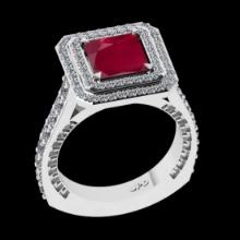 2.86 Ctw VS/SI1 Ruby and Diamond 14K White Gold Engagement Ring