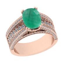2.38 Ctw VS/SI1 Emerald And Diamond 14K Rose Gold Vintage Style Filigree Ring