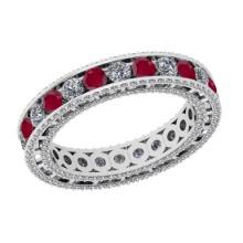 3.60 Ctw VS/SI1 Ruby And Diamond 14K White Gold Entity Band Ring