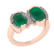 4.82 CtwVS/SI1 Emerald And Diamond 14K Rose Gold Vintage Style Wedding Ring