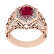 2.58 Ctw VS/SI1 Ruby And Diamond 14K Rose Gold Vintage Style Filigree Ring