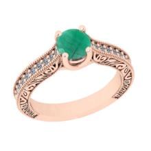 1.40 Ctw VS/SI1 Emerald And Diamond 14K Rose Gold Vintage Style Filigree Ring