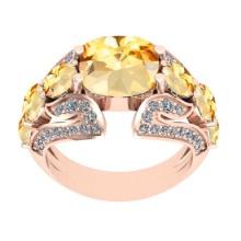 5.70 Ctw VS/SI1 Citrine and Diamond 14K Rose Gold Engangement Ring (ALL DIAMOND LAB GROWN Diamond )