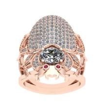 2.17 CtwVS/SI1 Ruby and Diamond 14K Rose Gold Vintage style Beetle Ring
