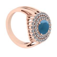 4.45 Ctw I2/I3 Aquamarine And Diamond 14K Rose Gold Vintage Style Engagement Ring