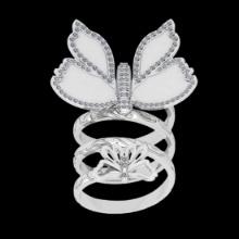 0.73 Ctw VS/SI1 Diamond 14K White Gold butterfly Ring