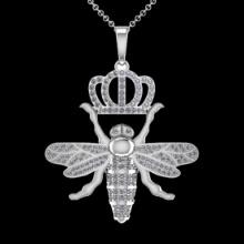 1.86 Ctw VS/SI1 Diamond 14K White Gold butterfly Necklace (ALL DIAMOND ARE LAB GROWN )