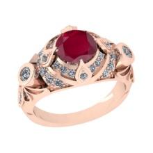 1.95 Ctw VS/SI1 Ruby And Diamond 14K Rose Gold Vintage Style Filigree Ring