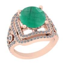 6.59 Ctw VS/SI1 Emerald And Diamond 14K Rose Gold Vintage Style Filigree Ring