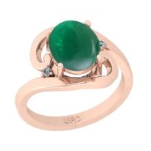 3.10 CtwVS/SI1 Emerald And Diamond 14K Rose Gold Vintage Style Anniversary Ring