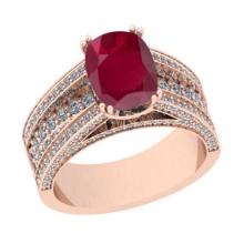 2.38 Ctw VS/SI1 Ruby And Diamond 14K Rose Gold Vintage Style Filigree Ring