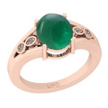 3.11 CtwVS/SI1 Emerald And Diamond 14K Rose Gold Vintage Style Anniversary Ring