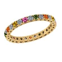 1.92 Ctw VS/SI1 Multi Stone Sapphire And Diamond 14K Yellow Gold Entity Band Ring