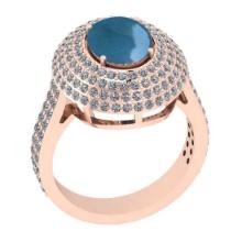 4.19 Ctw I2/I3 Aquamarine And Diamond 14K Rose Gold Vintage Style Engagement Ring