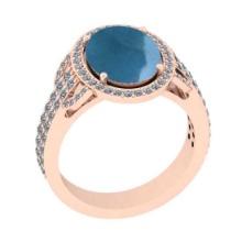 5.64 Ctw I2/I3 Aquamarine And Diamond 14K Rose Gold Vintage Style Engagement Ring