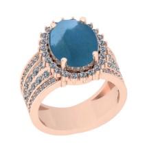 6.65 Ctw I2/I3 Aquamarine And Diamond 14K Rose Gold Vintage Style Engagement Ring