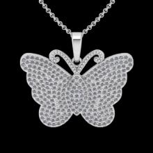 1.25 Ctw VS/SI1 Diamond 14K White Gold butterfly Necklace (ALL DIAMOND ARE LAB GROWN )