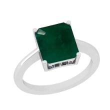 3.36 Ctw Emerald 18K White Gold Solitaire Ring