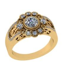 0.95 Ctw VS/SI1 Diamond 14K Yellow Gold Engagement Halo Ring(ALL DIAMOND ARE LAB GROWN)
