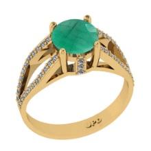 1.80 Ctw VS/SI1 Emerald and Diamond 14K Yellow Gold Engagement Halo Ring(ALL DIAMOND ARE LAB GROWN)