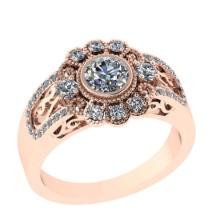 0.95 Ctw VS/SI1 Diamond 14K Rose Gold Engagement Halo Ring(ALL DIAMOND ARE LAB GROWN)