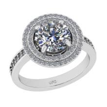 2.41 Ctw SI2/I1 Diamond 14K White Gold Engagement Halo Ring(ALL DIAMOND ARE LAB GROWN)