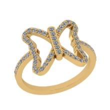 1.03 Ctw VS/SI1 Diamond Style Prong Set 14K Yellow Gold Valentine Special Butterfly Ring ALL DIAMOND