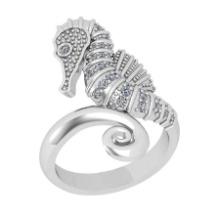 0.27 Ctw VS/SI1 Diamond 14K White Gold Seahorse Ring