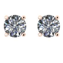 CERTIFIED 2.01 CTW ROUND G/SI1 DIAMOND (LAB GROWN Certified DIAMOND SOLITAIRE EARRINGS ) IN 14K YELL