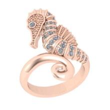 0.27 Ctw VS/SI1 Diamond 14K Rose Gold Seahorse Ring