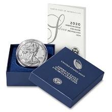 Burnished 2020-W Silver Eagle Original Mint Box
