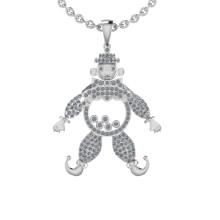 1.25 Ctw VS/SI1 Diamond Style Prong Set 14K White Gold 'Happy Clown'  Necklace ALL DIAMOND ARE LAB G