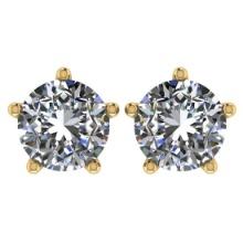 CERTIFIED 2.02 CTW ROUND E/SI1 DIAMOND (LAB GROWN Certified DIAMOND SOLITAIRE EARRINGS ) IN 14K YELL