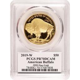 Certified Proof Gold Buffalo 2019-W PR70 PCGS First Edition