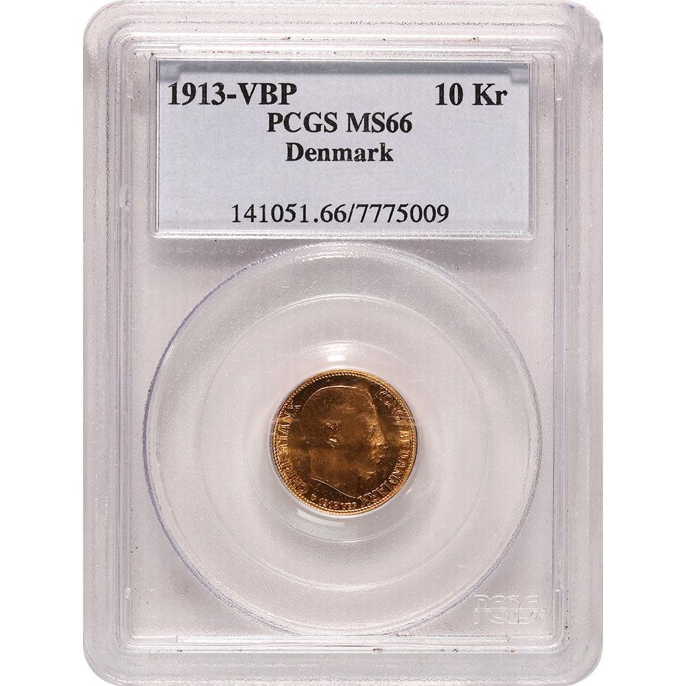 Denmark 10 Kroner Gold 1913 MS66 PCGS