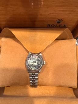 Stainless Steel 26mm Rolex w/Custom Mother Of Pearl Dial Comes with Box & Appraisal