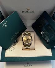 Rolex DayDate w/ Factory Baguette Diamond Dial Comes with Box & Papers