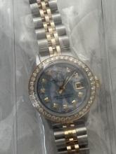 CUSTOM USED 26MM ROLEX W/BLUE MOP DIAMOND DIAL & 0.80 CTTW DIAMOND BEZEL (G-H, SI1-SI2)