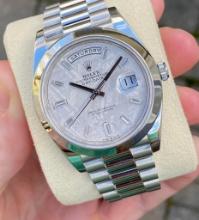 Discontinued New Platinum Daydate 40mm 'Meteorite Dial' Factory Diamonds Comes with Box & Papers