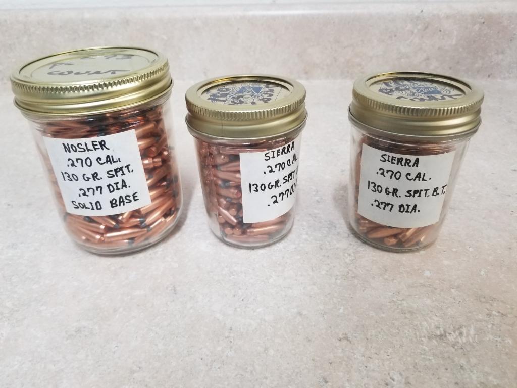 3 jars (574 count) 270 cal 130gr bullets