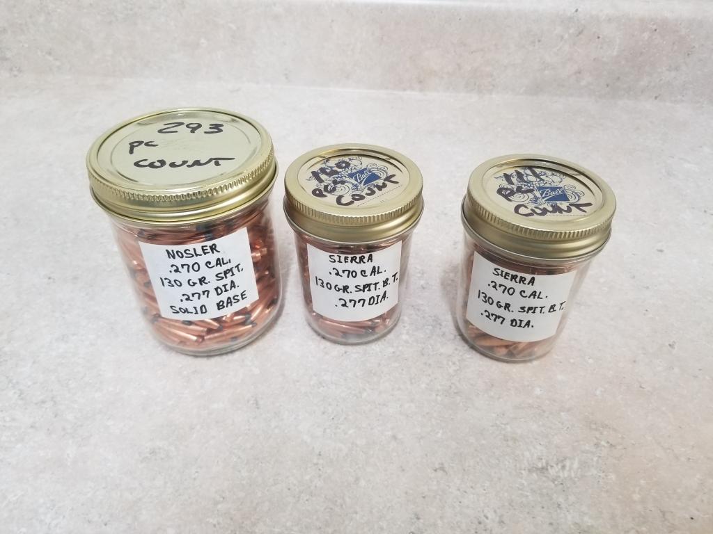 3 jars (574 count) 270 cal 130gr bullets