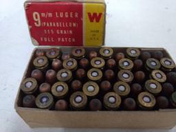 50 Rnd Box Vintage Winchester 9mm Luger