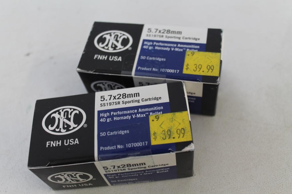 2- Boxes Of Fnh Usa 5.7x 28mm 40 Gr. Ammo