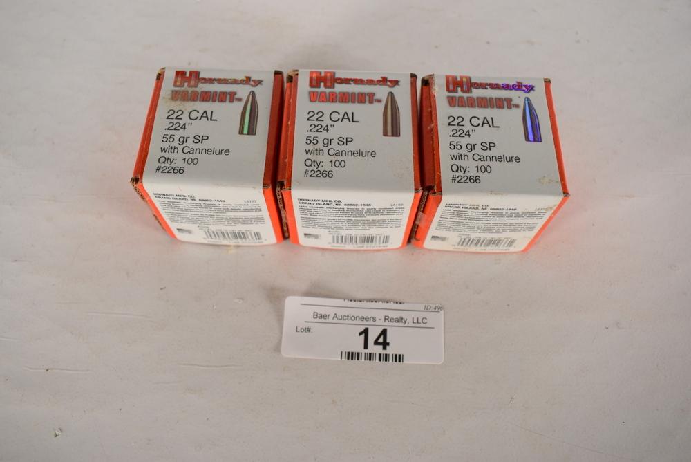 3-100 Ct. Hornady Varmint 55gr 22cal Bullets